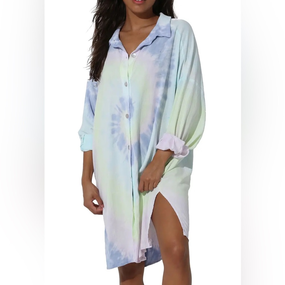 Electric & Rose Seaside Cover-Up in Pastel Tie Dye (Size XS/S)